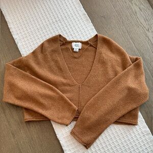 BDG Women's Brown V-Neck Cropped Sweater